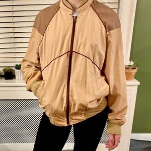VINTAGE RETRO SEARS WINDBREAKER STYLE LIGHT BOMBER JACKET TAN WOMEN M Medium 8